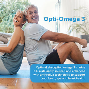 Healthspan Opti-Omega 3 with anti Reflux Technology (2 Months' Supply) | Optimal Absorption Omega 3 Fish Oil to Support Your Brain, Eye & Heart Health | 750Mg Omega 3 Fatty Acids per Capsule