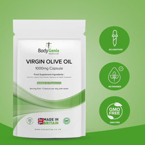 Bodygenix Virgin Olive Oil Capsules - 1000Mg Omega 3,6 Antioxidant Formula Heart Bone Health Weight Management Support Natural Supplement - 120 Caps 4 Month Supply