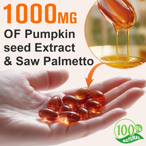 Pumpkin Seed Oil Capsules, 2-In-1 Formula for Hair Strength, Pumpkins Seed Extract Powder, 1000Mg Pure Cold-Pressed, Natural Skin & Heart Care, 300 Softgels