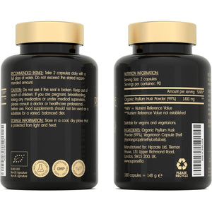 Organic Psyllium Husks Capsules 1400Mg - Fibre Supplement for Men & Women - Pure Psyllium Husk Powder - 180 Tablets - High in Soluble Fiber - Certified Organic - Natural Prebiotic from Ispaghula Husk