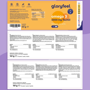 Omega 3 Capsules - High Strength - with 2000Mg Fish Oil, 1000Mg EPA & 500Mg DHA per Daily Dose (In Triglyceride Form) - Essential Fatty Acids from Anchovies - Nutritional Supplements Made in Germany