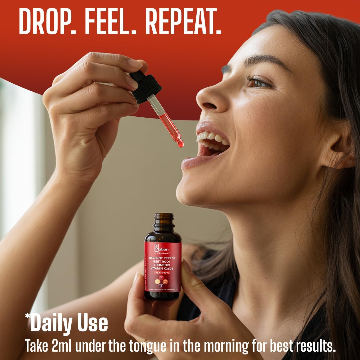 Cayenne Pepper Drops – Xpotion - Natural Liquid Extract with Beet Root, Vitamin D3 & K2 – 60Ml Herbal Supplement