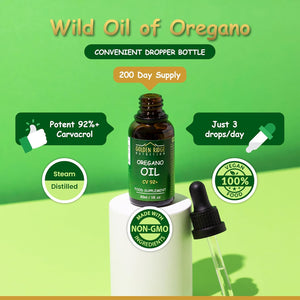 Oregano Oil Drops 100% Pure & Undiluted Potent Min 92% Carvacrol | 30Ml Max-Strength Wild Mediterranean Essential Oil of Oregano Support for Cold, Cough, Sore Throat & Gut Health | Bottled in the UK