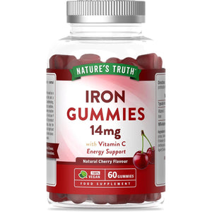 Iron Gummies with Vitamin C | 14Mg High Strength Iron Supplement | Natural Cherry Flavour | 60 Gummies | Vegan | for Men & Women | Nature'S Truth