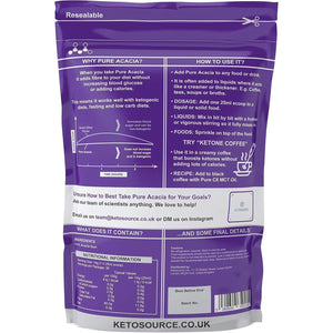 Pure Acacia Fibre | 0G Carbs | Zero Calories | Prebiotic Soluble Fibre Powder Supplement | Supports Fasting & Ketogenic Diet | 500G Pouch | Ketosource®