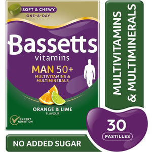 Bassetts Vitamins Man 50+ Multivitamins & Multiminerals Orange & Lime Flavour 30 Gummy Pastilles