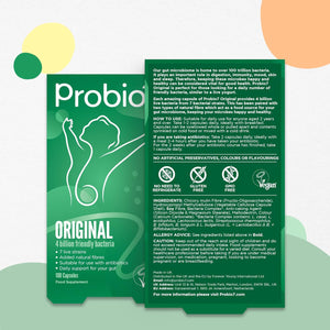 Probio7 Original | Vegan Approved | with 4 Billion CFU, 7 Live Bacterial Strains + 2 Types of Natural Fibre | Digestive Health Supplements, Probiotics for Gut Health, 100 Capsules