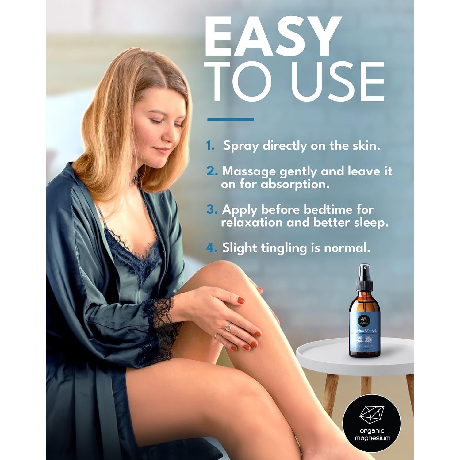 Magnesium Spray for Restless Legs, Muscle Cramps, Joints & Sleep – Topical Magnesium Oil for Feet & Body – Zechstein Source – 100% Natural & Ultra Pure – 200Ml Glass Bottle