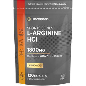 L-Arginine Supplement 1800Mg | 120 Vegan Capsules | High Strength Amino Acids Capsules for Pre and Post Workout | Keto Diet Friendly | by Horbaach