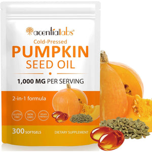 Pumpkin Seed Oil Capsules | Cold Pressed |300 Softgels Supports Hair, Pumpkin & Seed Oil 2 in 1 for Hair Growth | Non-Gmo-100 Day Supply
