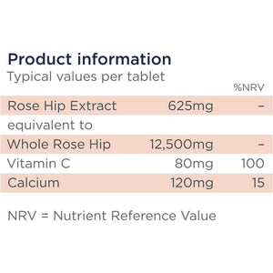 Healthspan Rose Hip 12,500Mg (90 Tablets) | Supports Joint & Immune Health | Helps Maintain Flexible Joints | Added Vitamin C & Calcium | Fatty Acids | Flavonoids | Vegan