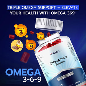 Flebo Vegan Omega 3 6 9 Gummies Fatty Acids Supplements for Adults | High Strength Fish Oil Alternative | Vegetarian, Derived from Flaxseed Oil | Supports Heart, Brain, Liver & Eye Health