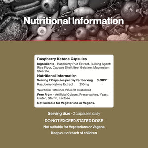 Vit Direct - Raspberry Ketone Capsules - Weight Loss Supplements - 60 Capsules - One Month Supply - Natural Fruit Extracts - Boost Metabolism - Increase Energy - Suppress Appetite