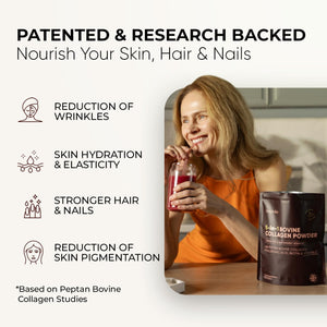 Inspiriko Bovine Collagen Powder for Women. Award Winning, 50 Servings, with Hyaluronic Acid, Biotin & Vitamin C. UK Made, Grass-Fed, 10,000Mg Unflavoured Hydrolyzed Collagen Peptides Powder 510G