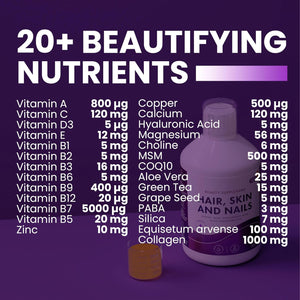 Swedish Nutra - Hair, Skin & Nails Liquid Supplement - Pack of 500 Ml, 33 Day Supply | plus Collagen, Biotin, Vitamins, MSM, Hyaluronic Acid & Coq10 | Gluten Free | 100% Natural Orange Flavour