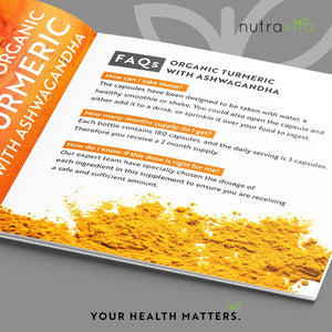 Nutravita Turmeric & Ashwagandha KSM-66 ® - 180 High Strength Capsules with Ginger & Black Pepper - Organic Tumeric & Ashwagandha Supplement - Vegan & Gluten Free - UK Made