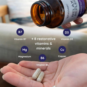 Wassen Relax & Replenish 90 Magnesium Capsules | Magnesium Sleep Supplements Supporting Psychological Function | Ashwagandha to Help Relaxation | Passion Flower Capsules | Reishi Mushroom & Lavender