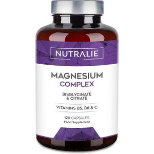 Magnesium Glycinate Complex - 2145Mg Bisglycinate + Citrate Magnesium Supplements - Vitamins C B5 B6 - High Strength - 120 Capsules Nutralie