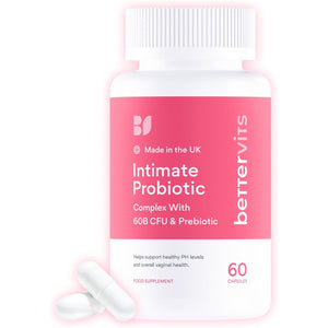 Bettervits Intimate Probiotics for Women & Bacterial Vaginosis Care | Vaginal Probiotics for Intimate Flora with Ashwagandha, Vitamin C, D3 Complex - Supports Gut Health & PH Balance - 60 Capsules