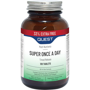 Quest Super Once a Day Multivitamin & Minerals Tablets. 17 Vitamins & 12 Minerals with Vitamin A, B, C, D, Iron & Zinc for Men & Women. for Optimal Health, Reduces Fatigue & Immunity (120 Tablets)