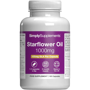 Starflower Oil 1000Mg | High Strength Borage Oil Softgels with GLA | 180 Softgels | Cold-Pressed | Made in the UK