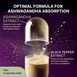 Ashwagandha Capsules – 600Mg Root Extract with 5% Withanolides – High Strength – 180 Vegan Capsules – Lab-Tested, GMP Certified, 3-Month Supply