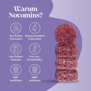 Magnesium Glycinate Gummies - Calm Gummies with 450Mg Magnesium Glycinate, Ashwagandha, Glycine, Lemon Balm, Chamomile, Vitamin B12 and Iodine – Rescue and Calms Your Mind - Novomins