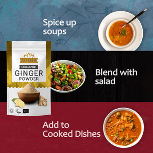 Ausha Organic GINGER POWDER 250G - UK Certified Orgainic by Soil Association -1* GREAT TASTE AWARD 2023 -Use in Ginger Shot, Cooking - Immunity, Digestion - Ground Ginger Root Tea