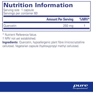 Pure Encapsulations Quercetin 250Mg - Natural Plant-Source Pure Quercetin Supplement - Promotes Immune Support, Cardiometabolic Health and Overall Cellular Health - 60 Vegetarian Capsules