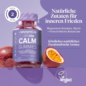 Magnesium Glycinate Gummies - Calm Gummies with 450Mg Magnesium Glycinate, Ashwagandha, Glycine, Lemon Balm, Chamomile, Vitamin B12 and Iodine – Rescue and Calms Your Mind - Novomins