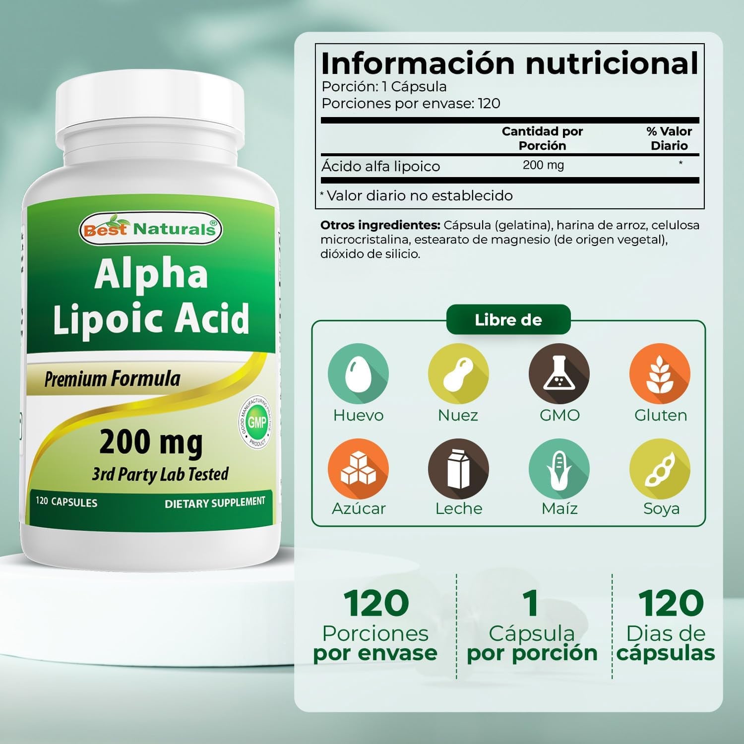 Best Naturals Alpha Lipoic Acid 200 Mg 120 Capsules