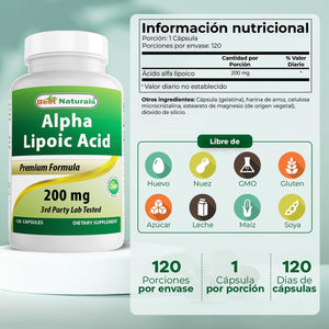 Best Naturals Alpha Lipoic Acid 200 Mg 120 Capsules