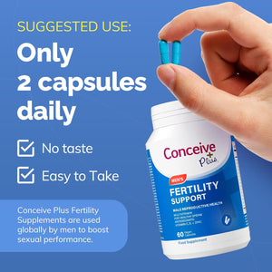 CONCEIVE plus Male Fertility Supplements - Boost Sperm Count, Motility & Libido - Maca Root, Folic Acid, L-Arginine, Zinc & Magnesium - Multivitamin for Men’S Health & Fertility Support, 60 Caps