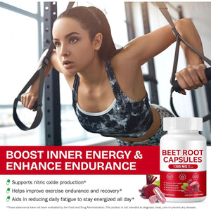 Beetroot Capsules 1300Mg - High Strength Beetroot Supplement 60 Vegan Capsules - Nitric Oxide