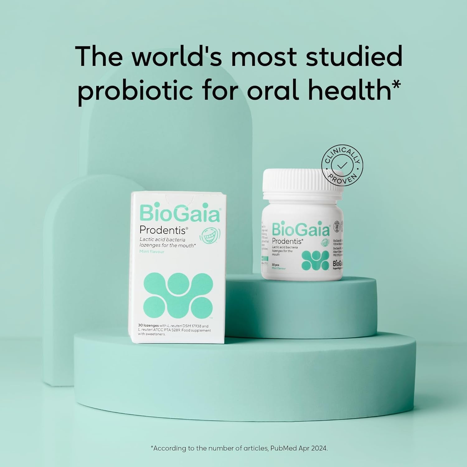 Biogaia Prodentis Oral Probiotics for Gums & Teeth | Innovative Dental Probiotics to Strengthen Teeth & Enamel | Unique Lactobacillus Reuteri | 30 Lozenges with Xylitol, No Added Sugar – Mint Flavour