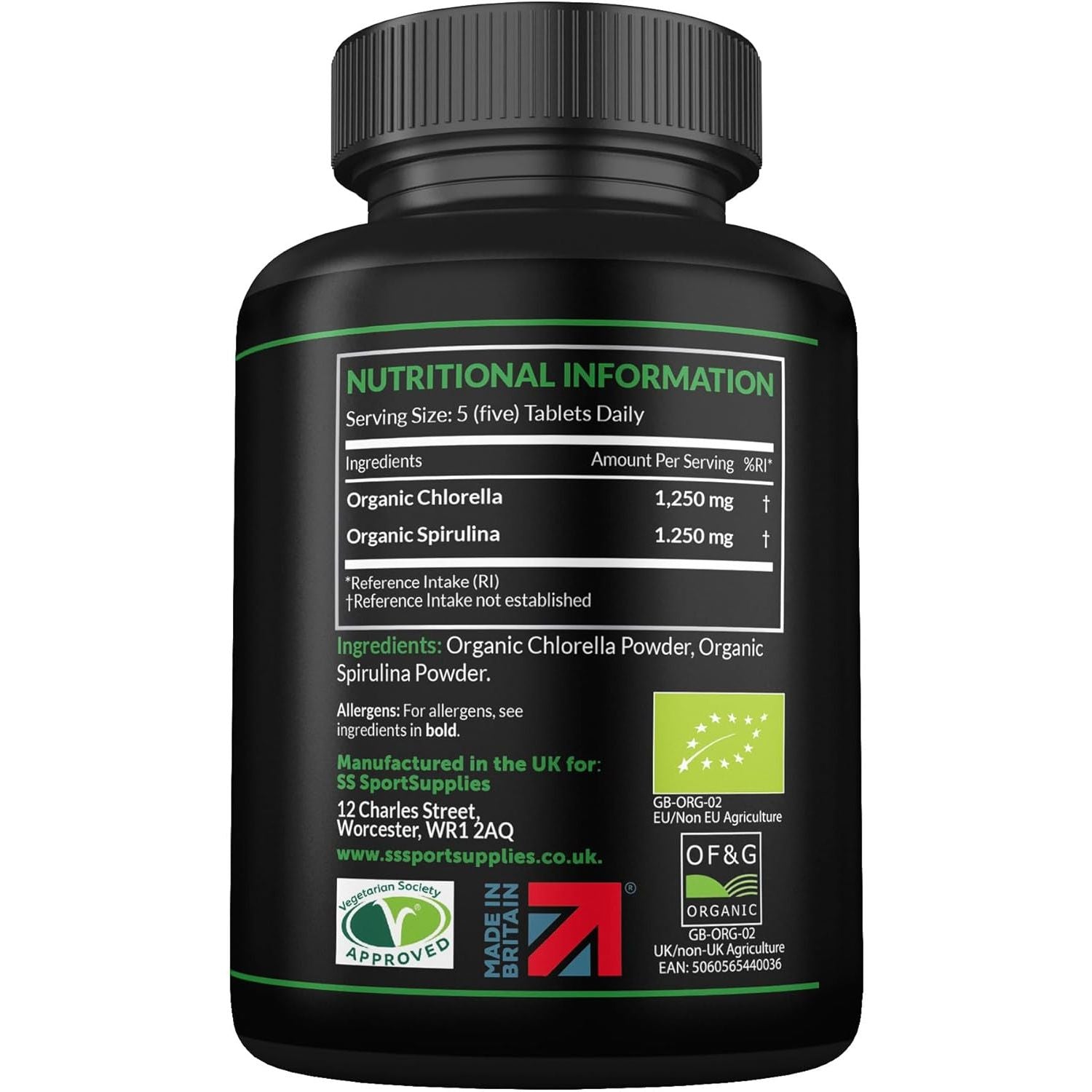 Organic Chlorella and Spirulina - 2500Mg - 300 Tablets - Broken Cell Wall - Pure Formula Supplement with No Additives