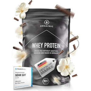 ORGAINIC Organic Vanilla Whey Protein - Organic Certified without Additives - Protein Powder from Germany - Grass Feed - 1000G