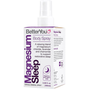 Betteryou Magnesium Sleep Body Spray, Made with Zechstein Magnesium Chloride and Essential Oils, Magnesium Supplement, Natural Sleep Aid, Palm-Oil Free, 100Ml (600 Sprays)