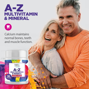 A-Z Multivitamin and Minerals Tablets, Vitamins for Men'S and Women'S, 23 High Strength Vitamins and Minerals Including Iron, Zinc Vitamin C and More (90)