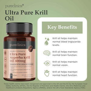 Ultra Pure Superba Krill Oil 500Mg X 240 Capsules (2 Bottles) - Sourced in the Unpolluted Waters of the Antarctic. Providing a Rich Supply of Astaxanthin and Omega 3
