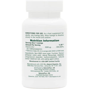 Naturesplus Shot-O B12 Methylcobalamin - High Strength, Active, Chewable Vitamin B12 Tablets - Energy Booster - Gluten Free, Vegan - 30 Berry Flavour Lozenges