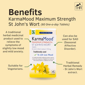 Schwabe Karmamood Maximum Strength - St John'S Wort Extract 425Mg - Traditional Herbal Medicinal Product - 60 Tablets