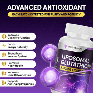 Liposomal Glutathione, 2000Mg Complex with Vitamin-C and Collagen Peptides, Liposomal Vitamin C, Glutathione Supplement, Superior Bioavailability 10X Absorption - 60 Softgels