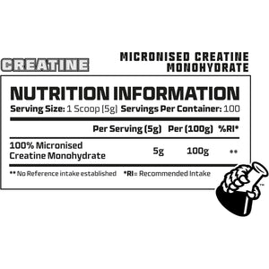 Beast | Creatine Monohydrate Powder 100 Servings (500G) 100% Pure Micronised Creatine Powder | Unflavoured