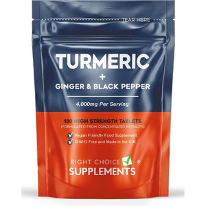 Turmeric Tablets 4000Mg per Serving (2400Mg Turmeric, 1400Mg Ginger, 200 Mg Black Pepper) | 180 High Strength Curcumin Tablet Supplements| Vegan and Gluten Free | UK Made