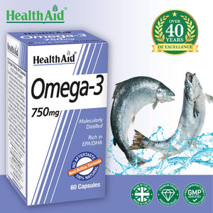 Healthaid Omega 3 750 Mg - 60 Capsules, (Pack of 1)