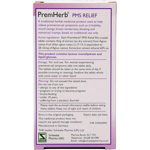 Schwabe Pharma - Premherb PMS Relief - Agnus Castus Fruit Extract 4Mg - Traditionally Used for Relief of Breast Tenderness, Mood Swings, Menstrual Cramps, Bloating - 30 Tablets