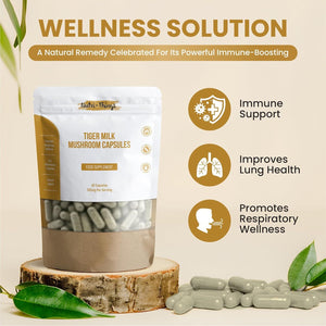 Tiger Milk Mushroom Capsules | Pure 500Mg Extract for Immune & Respiratory Support | Vegan-Friendly HPMC | Anti-Inflammatory Benefits | Enhances Lung Health | 60 Count Resealable Pack