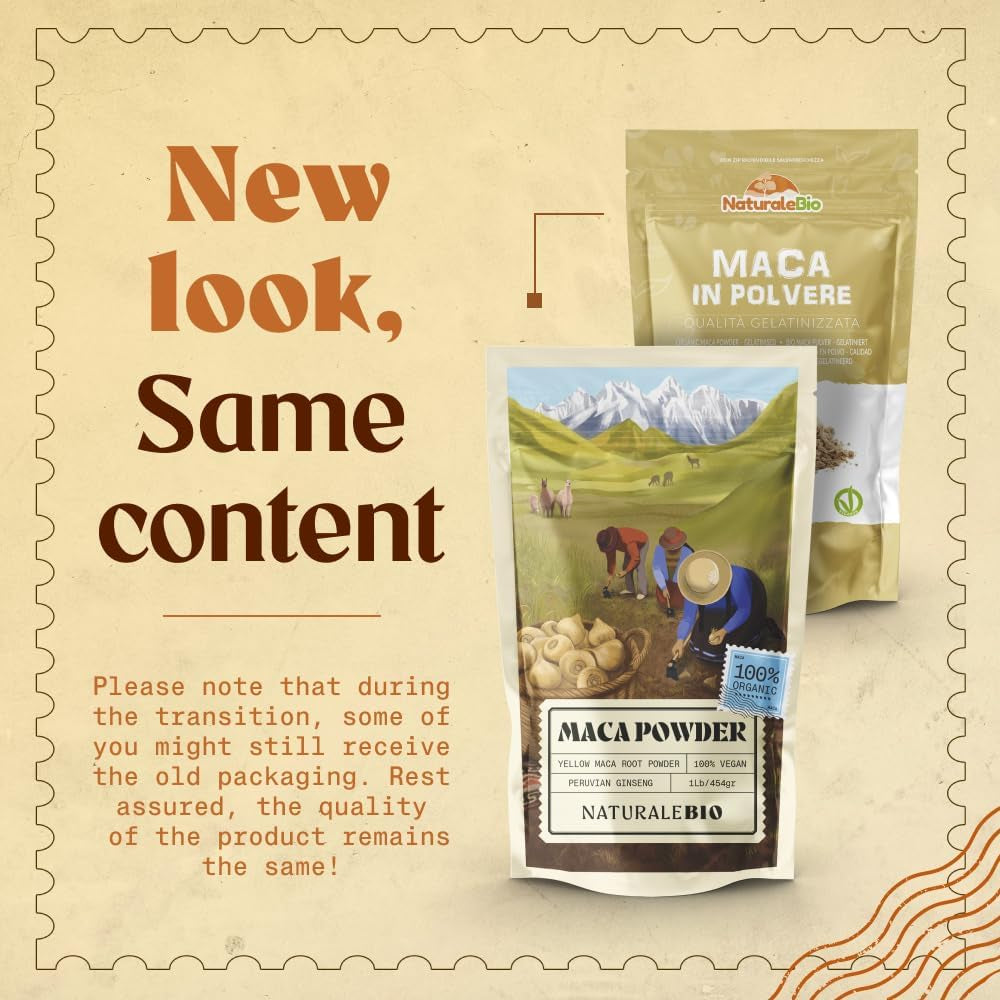 Naturalebio Organic Maca Powder 400G. Peruvian, Natural and Pure, from Organic Maca Root. Vegetarian and Vegan Friendly - Gelatinised