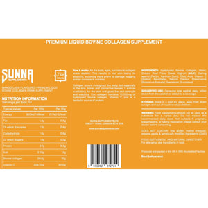 SUNNA SUPPLEMENTS - Halal Mango Lassi Collagen Drink with Vitamin C - 10000 Mg Liquid Bovine Collagen Peptides for Women and Men - Hydrolysed Formula Suitable for Everyone - 14 Sachets (35Ml Each)